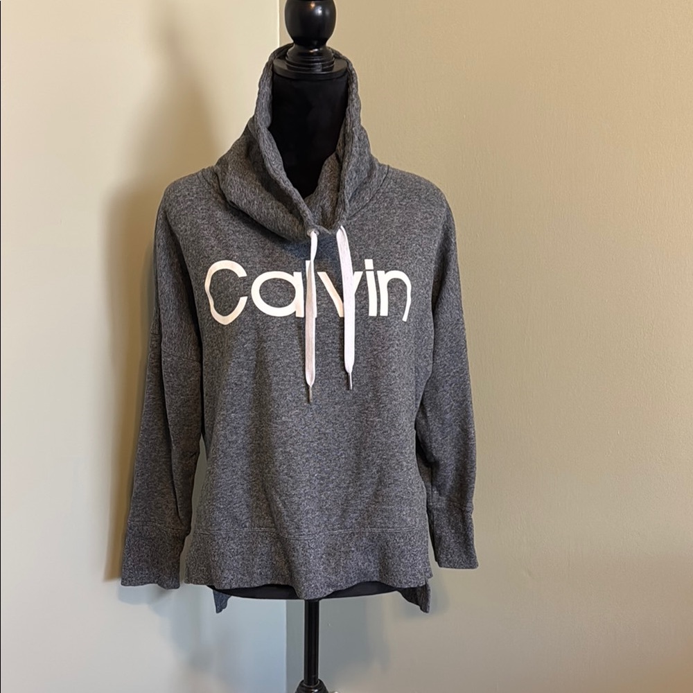 Calvin Klein Gray Boxy Hoodie with Relaxed Fit